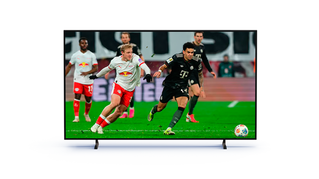 TV‑Mockup mit einer Übertragen eines Fußballspieles