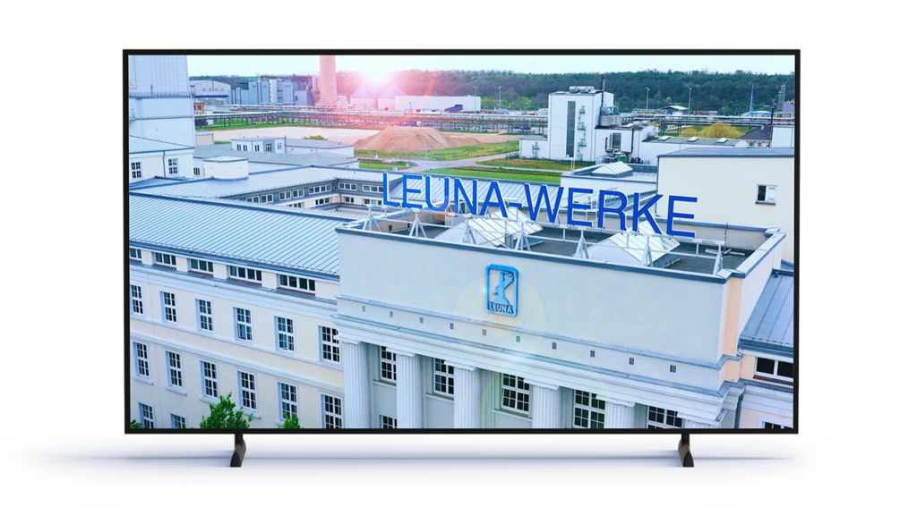 TV-Mockup mit Imagefilm Leunawerke