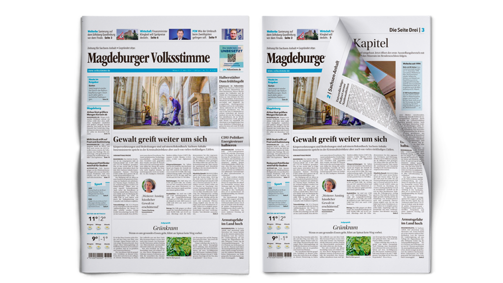 Zeitungs Mockups von der Magdeburger Volksstimme