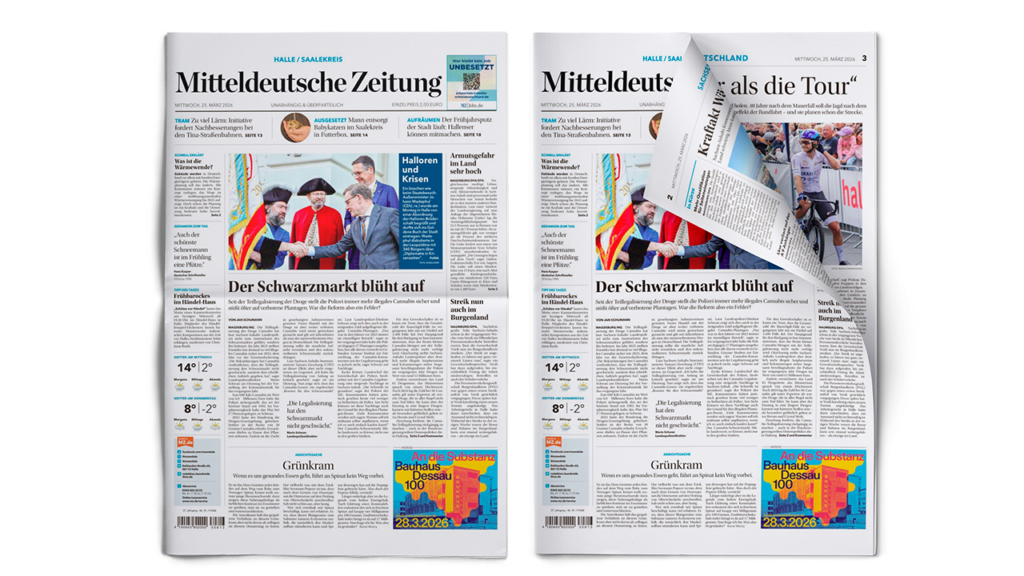 Zeitungs Mockups von der Mitteldeutschen Zeitung