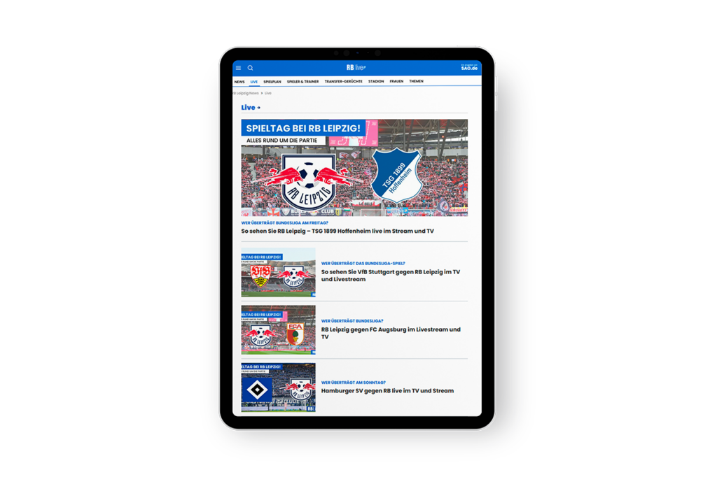 Ein Tablet-Mockup mit der rblive.de Webseite